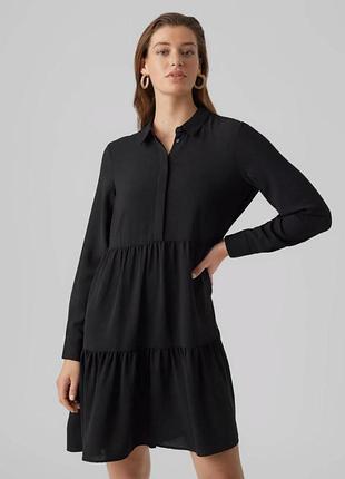 Чорне ярусне плаття на ґудзиках vero moda