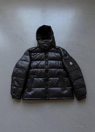 Чоловіча зимова куртка moncler maya black jacket, глянц