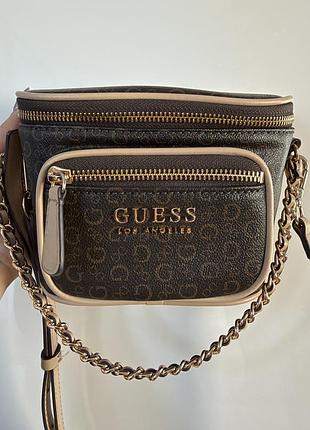 Сумка жіноча guess коричнева через плече маленька