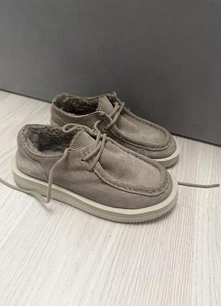 Дитячі мокасини zara сірі утеплені, розмір 31