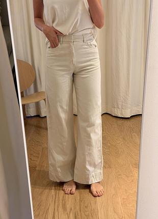 Широкі світло-бежеві джинси h&m wide leg (розмір xs / 34)