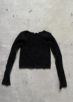 Чорна кофта кроп топ в рубчик zara