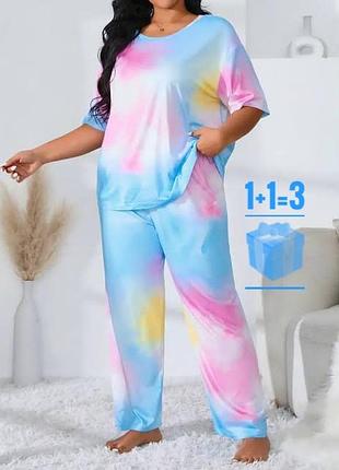 🥰піжама футболка + штани тай дай 4xl