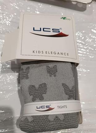 Колготки дитячі ucs kids elegance сірі з метеликами 158 см