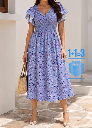 🥰міді сукня в квітковий принт на резинці shein 3xl