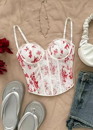 Топ корсет з мереживом shein s
