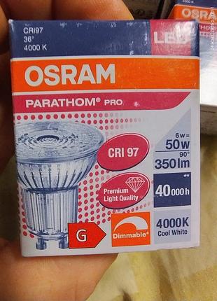 Лампочка світлодіодна osram parathom pro 6вт gu10 4000к dimmable, ціна за 2 є ще інші дивіться ще мої об'яви.