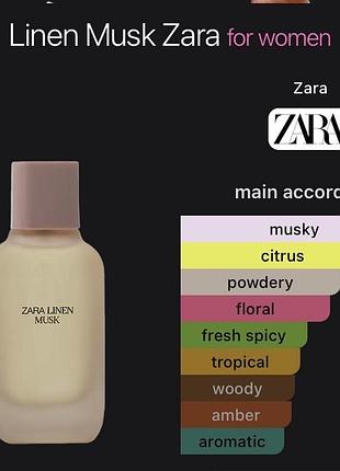Парфумована вода zara linen musk з колекції nude collection
