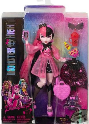 Лялька monster high, дракулаура з рожево-чорним волоссям у фірмовому образі з модними аксесуарами & monster high doll, draculaura викуп на замовлення