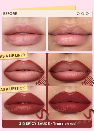 Карандаш для губ sheglam define &amp; fill triangle lip liner - 312 spicy sauce (6369-312) 2