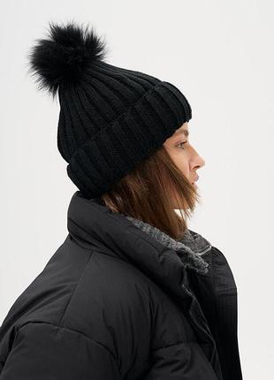 Женская утепленная зимняя шапка на флисе without general black