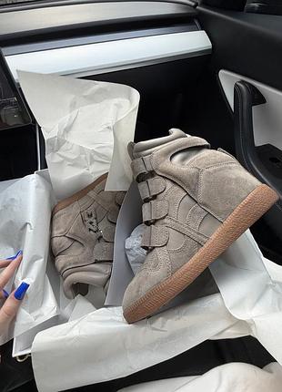 Кросівки жіночі на танкетці nokwol eden smog leather suede, оригінал, замша з шкіряними вставками