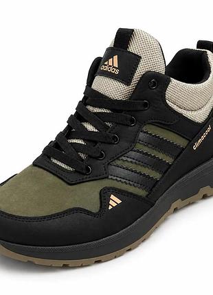 Чоловічі зимові шкіряні кросівки черевики adidas climacool tech green