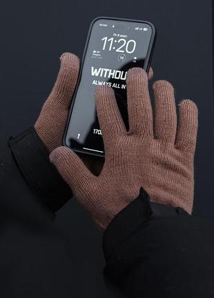 Мужские сенсорные перчатки without touch brown