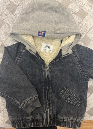 Куртка zara джинсова з хутром для дівчинки 3-4 роки 104 см