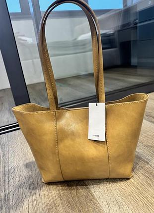 Сумка жіноча mango тоут коричнева класична