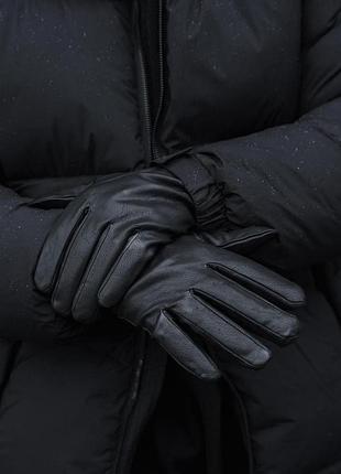 Чоловічі перчатки з натуральної шкіри та хутром кролика without montana black