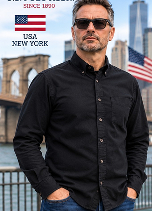 Чоловіча сорочка u.s. polo assn. чорна класична преміум стиль l / 50 сша