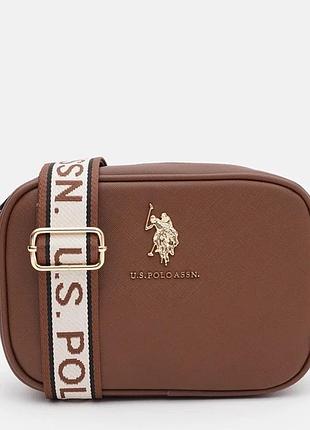 Сумка крос-боді жіноча u.s. polo assn маленька коричнева
