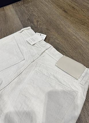 Джинси zara прямі бавовна льон білі