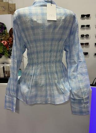 Блакитна сорочка zara в клітинку 4