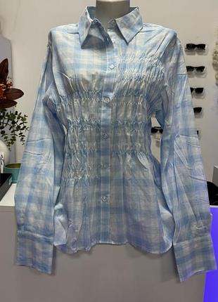 Блакитна сорочка zara в клітинку 5