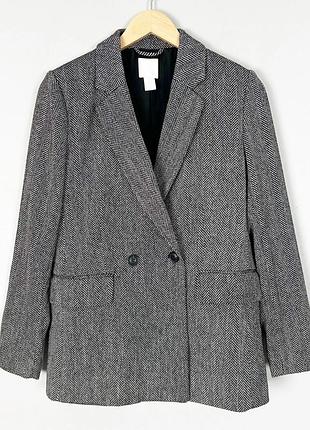 Жіночий жакет h&m у візерунок ялинка чорно-сірий