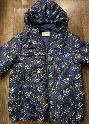 Куртка zara для дівчинки демісезонна стьобана з квітковим принтом 150-160 см