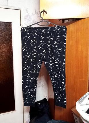 Детские штанишки  с принтом в виде котов (единорогов-котиков) и звездочек