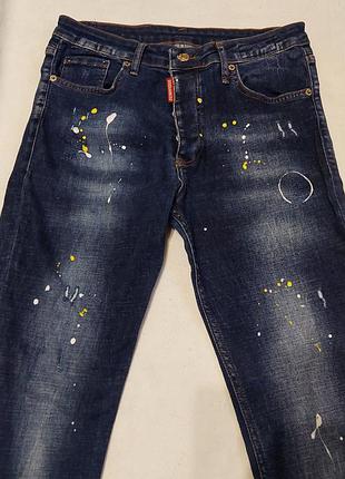 Джинсы dsquared2 с эффектом краски и потертостями
