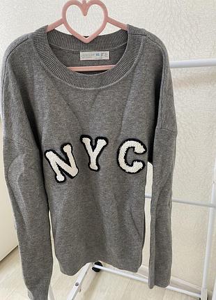 Светр жіночий primark сірий з написом nyc