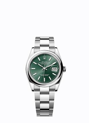 Наручний годинник rolex datejust 36 сріблястий із зеленим циферблатом