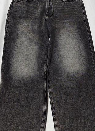Чоловічі широкі джинси h&m baggy jeans (w34/l34) сіро-чорні графітові