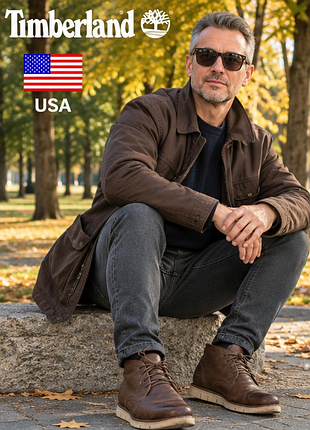 Чоловічі шкіряні черевики timberland city premium — коричневі, демісезонні, оригінал, розмір 42,5 сша