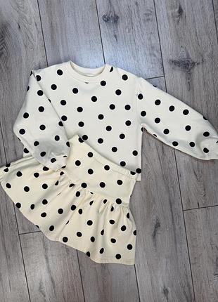 Дитячий костюм h&m молочний у горох 110-116 см