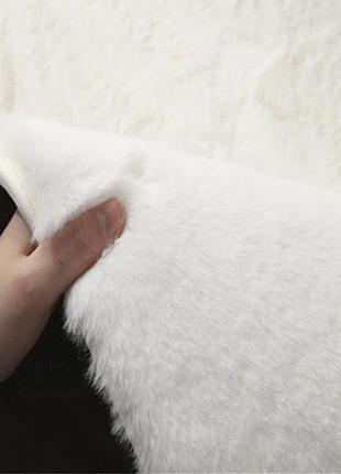 Преміальний килим зі штучного хутра кролика (rabbit faux fur) — білий. килим штучне хутро кролика білий 7