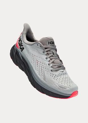 Кросівки жіночі hoka clifton 8 сірі з рожевим розмір 38