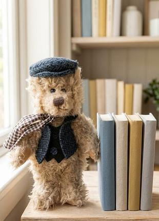 Ведмедик шарнірний harris tweed сувенірний декор для декору в капелюсі в одязі ведмежа інтер'єрний гарний вінтажний стиль