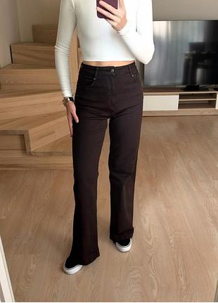 Джинси zara wide leg 32, 34 розміри xs, xxs, s, коричневі джинси