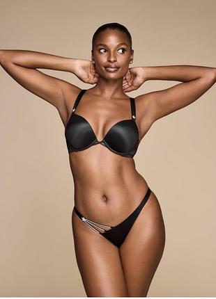 Трусики жіночі victoria's secret shine strap smooth brazilian чорні зі стразами