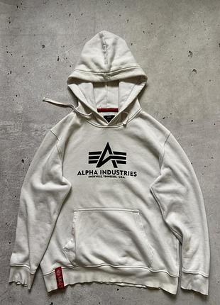 Біле худі alpha industries basic hoody