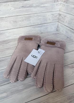 Жіночі рукавички ugg замшеві з хутром бежеві розмір m