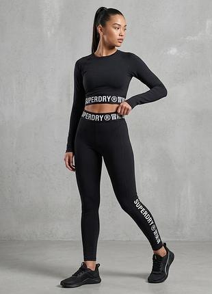 Лосіни жіночі superdry спортивні чорні з написом