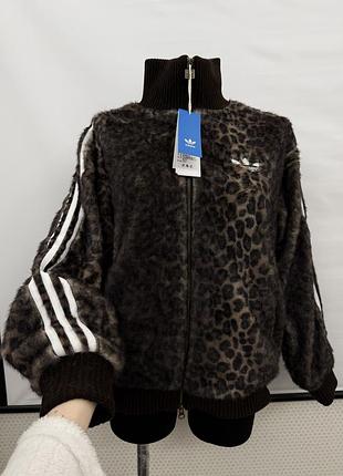 Жіночий бомбер adidas леопардовий зі штучним хутром