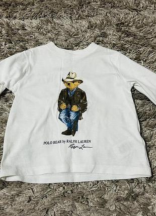 Лонгслів дитячий polo ralph lauren білий з принтом polo bear 2 роки
