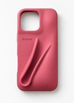 Оригинальный трендовый модный чехол rhode для iphone 16 pro max розовый силиконовый с держателем для блеска губ помады lip case айфон про макс
