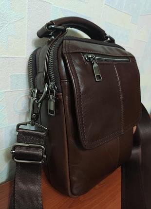 Кожаная барсетка. сумка мужская. кожа. black и dark brown.