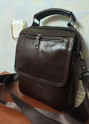 Кожаная барсетка. сумка мужская. кожа. black и dark brown.