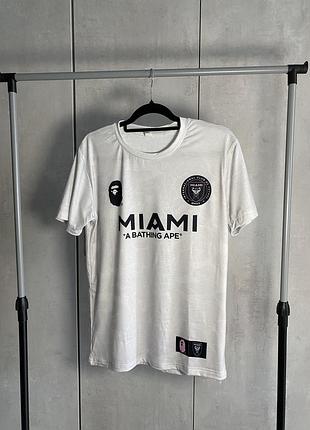 Футболка bape miami біло-сіра