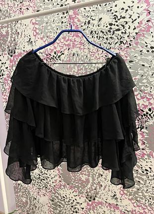 Блуза жіноча zara woman чорна з воланами